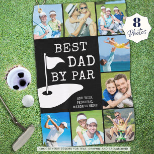 BEST DAD BY PAR 8 Photo Collage Personalised Golf Towel