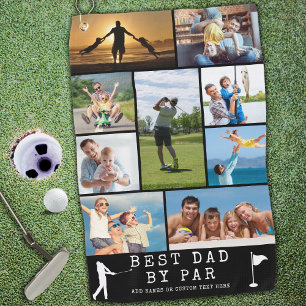 BEST DAD BY PAR 9 Photo Collage Personalised Golf Towel