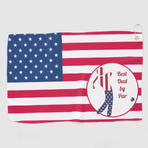 Best Dad by Par   American Flag Golf Player Towel
