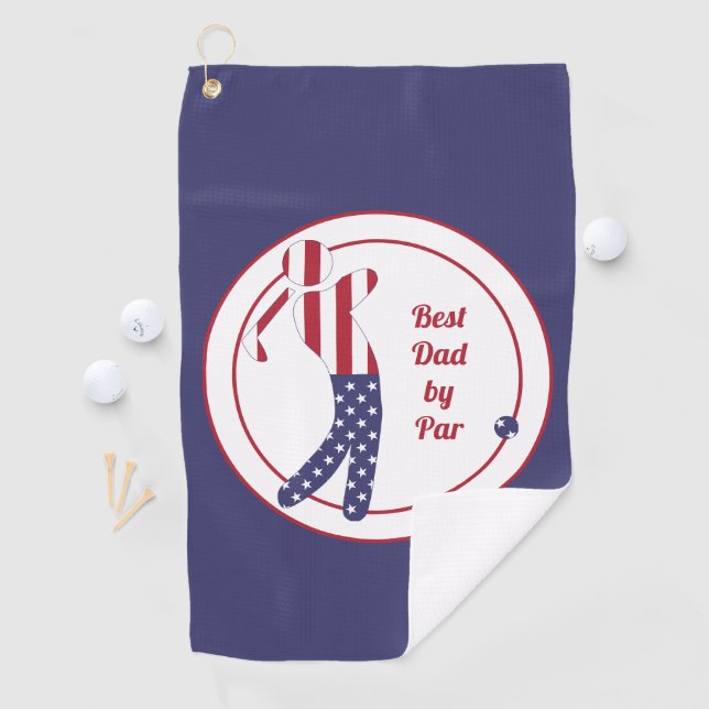 Best Dad by Par | American Flag Golf Player Towel (InSitu)