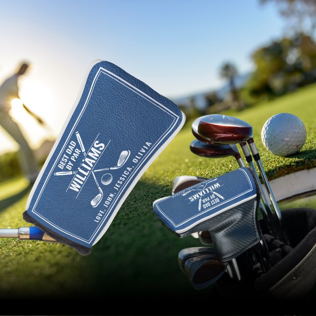 BEST DAD BY PAR Blue Leather Keepsake  Golf Head Cover (Creator Uploaded)