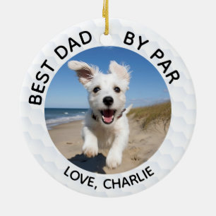 Best Dad By Par & Custom Dog Cat Photos Ceramic Tree Decoration