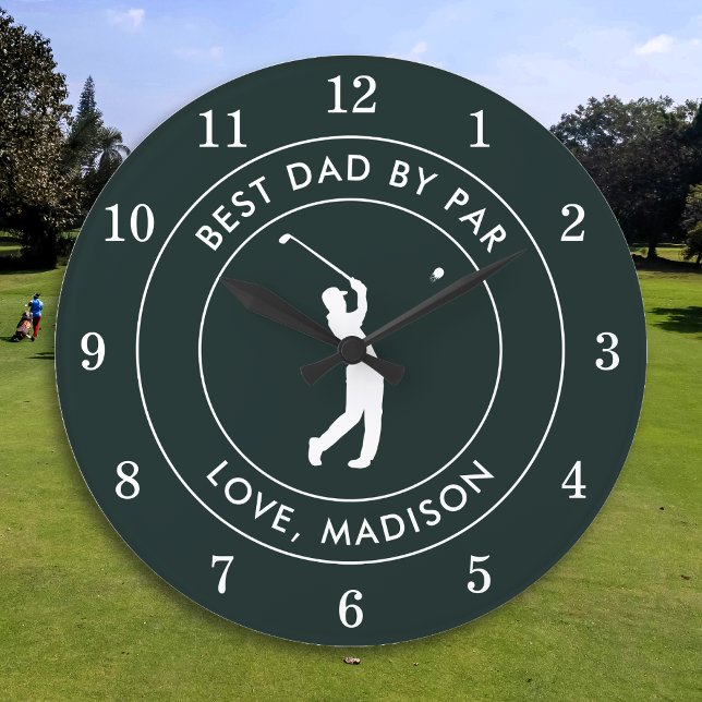 Best Dad By Par Custom Golfer Name Personalised Large Clock (Creator Uploaded)