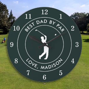 Best Dad By Par Custom Golfer Name Personalized Large Clock
