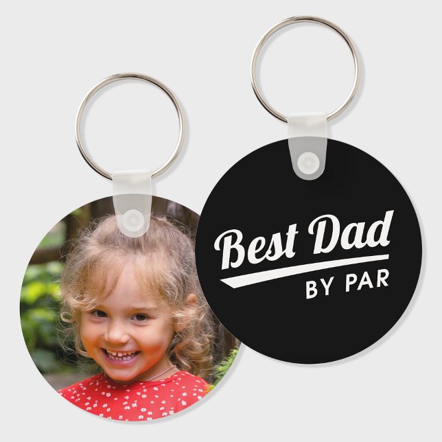 Best Dad By Par Custom Kid's Photo Black Golf Key Ring (Creator Uploaded)