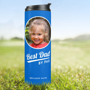 Best Dad By Par Custom Kid's Photo Golf Blue Thermal Tumbler