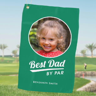 Best Dad By Par Custom Kid's Photo Name Green Golf Towel