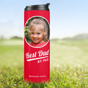 Best Dad By Par Custom Kid's Photo Red Thermal Tumbler