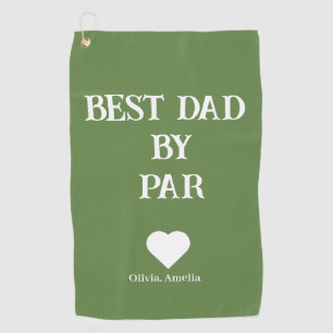 Best Dad by par Custom Mordern Cute Green& White  Golf Towel