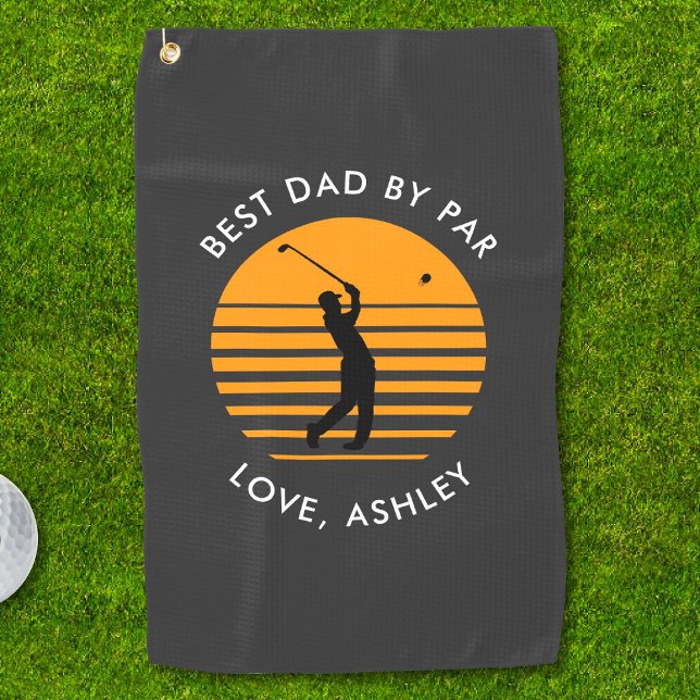 Best Dad By Par Custom Name Text Personalised Golf Towel (Creator Uploaded)