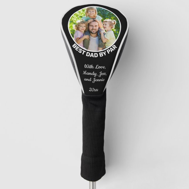 Best Dad By Par Custom Photo Golf Head Cover (Front)