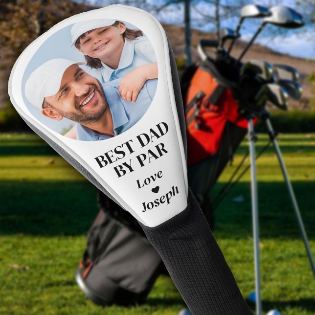 Best Dad By Par Custom Photo Golf Lover Gift  Golf Head Cover (Creator Uploaded)