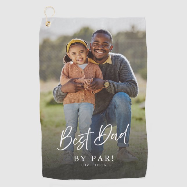 Best Dad By Par Custom Photo Keepsake  Golf Towel (Front)