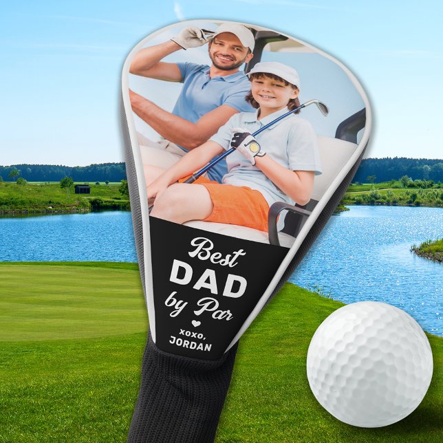 BEST DAD BY PAR Custom Photo Modern Golfer Golf Head Cover (Creator Uploaded)