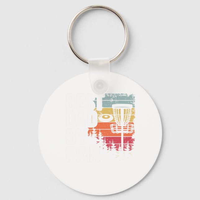 Best Dad By Par Disc Golf Daddy Gift Disc Golfer Key Ring (Front)