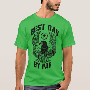 Best Dad By Par Disc Golf Fathers Day USA Flag Eag T-Shirt