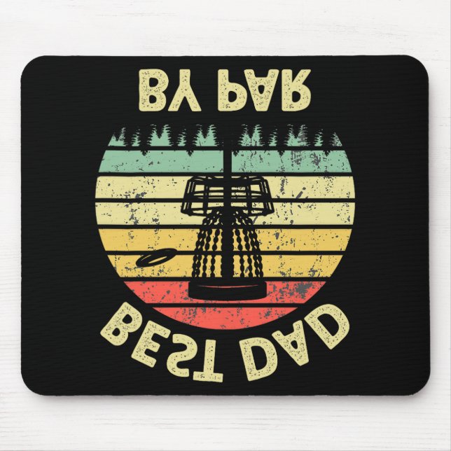 Best Dad By Par Disc Golf Golfer Player Funny Fath Mouse Pad (Front)