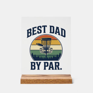 Best Dad By Par Disc Golf Vintage Sunset Design_1 Acrylic Sign