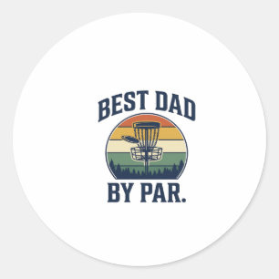 Best Dad By Par Disc Golf Vintage Sunset Design_1 Classic Round Sticker