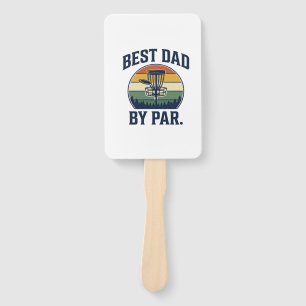 Best Dad By Par Disc Golf Vintage Sunset Design_1 Hand Fan