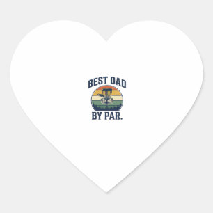 Best Dad By Par Disc Golf Vintage Sunset Design_1 Heart Sticker