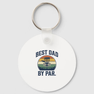 Best Dad By Par Disc Golf Vintage Sunset Design_1 Key Ring