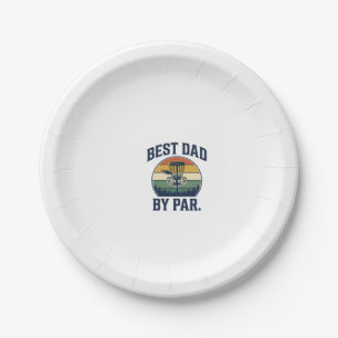 Best Dad By Par Disc Golf Vintage Sunset Design_1 Paper Plate