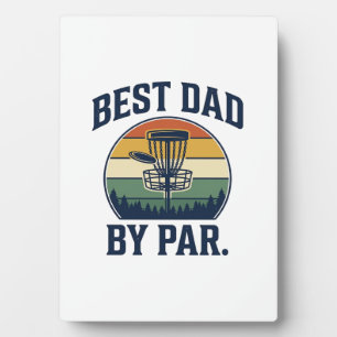 Best Dad By Par Disc Golf Vintage Sunset Design_1 Plaque