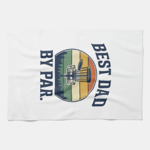 Best Dad By Par Disc Golf Vintage Sunset Design_1 Tea Towel