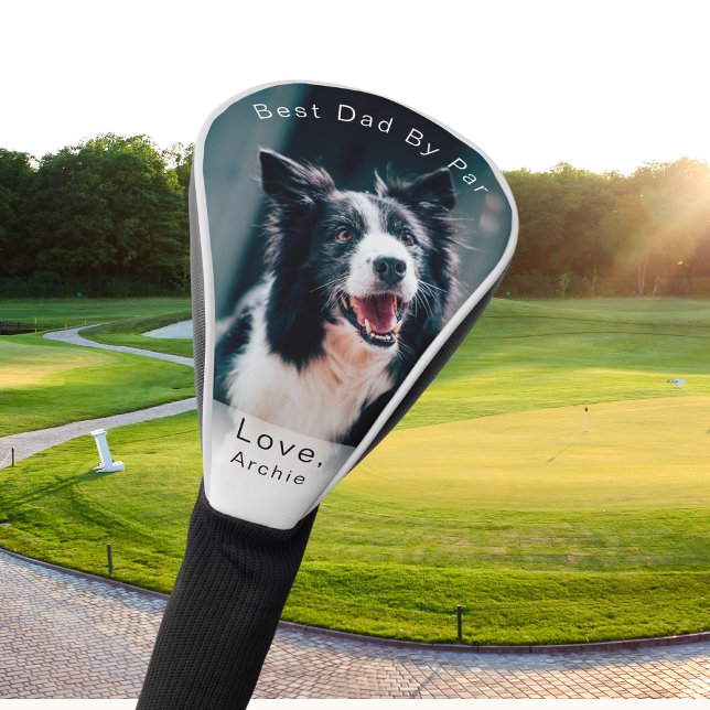 Best Dad By Par Dog Lover Personalizable Photo Golf Head Cover (Creator Uploaded)