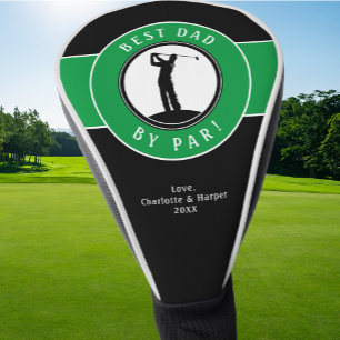Best Dad By Par Elegant Sports Golfer Black Green Golf Head Cover