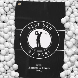 Best Dad By Par Elegant Sports Golfer Black White Golf Towel