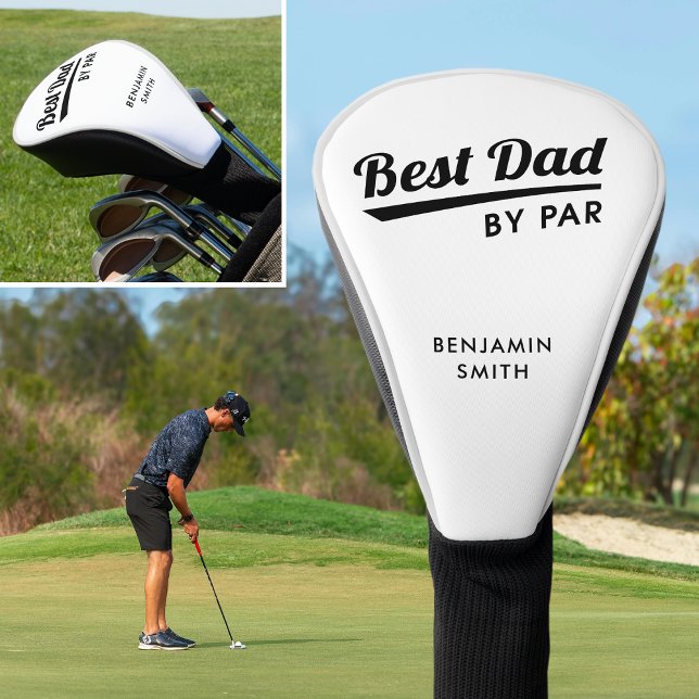Best Dad By Par Father's Custom Name White Golf Head Cover (Creator Uploaded)