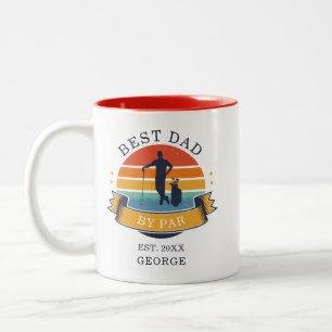 Best Dad By Par Fathers Day Golf Custom Name Two-Tone Coffee Mug