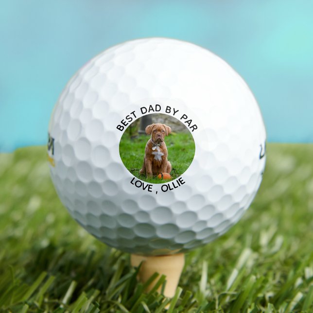 Best Dad By Par - Fathers Day Golf Dog Dad Photo Golf Balls (Creator Uploaded)