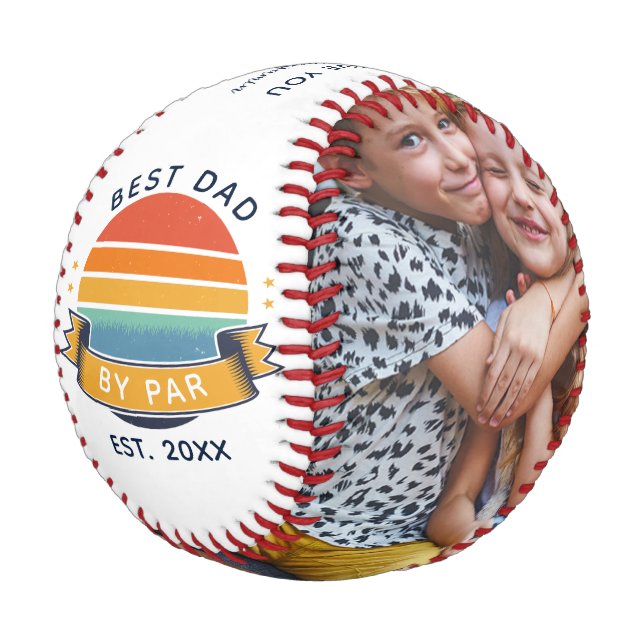 Best Dad By Par Fathers Day Kids Photo Custom Baseball (Angled)