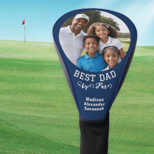 Best Dad By Par Father's Day Photo Names Blue Golf Head Cover