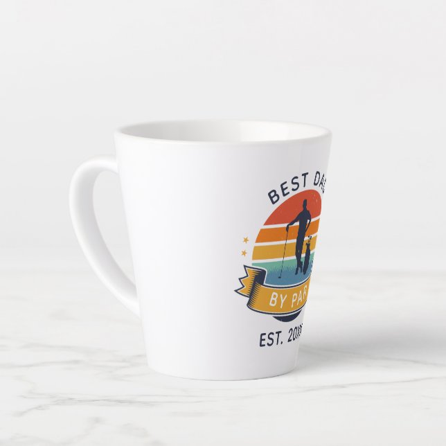 Best Dad By Par Fathers Day Retro Golfing Latte Mug (Left Angle)