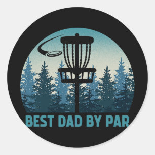 Best Dad By Par Funny Disc Golf Frisbee Golfer Fat Classic Round Sticker