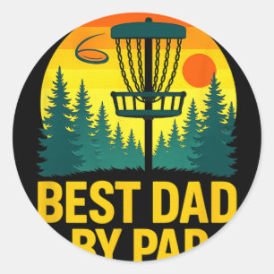 Best Dad By Par Funny Disc Golf Sunset Scene  Classic Round Sticker