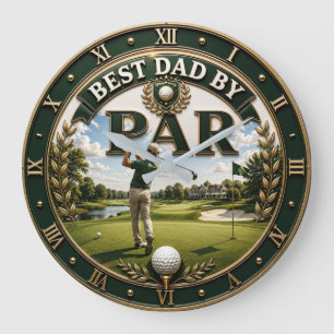 Best Dad by Par Funny Golf Gift for Dad Large Clock