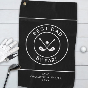 Best Dad By Par   Funny Golfer Humour Golf Black Towel