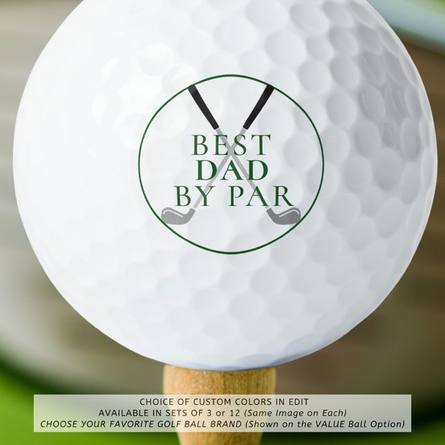 BEST DAD BY PAR Funny Green Golf Clubs Golf Balls (Creator Uploaded)