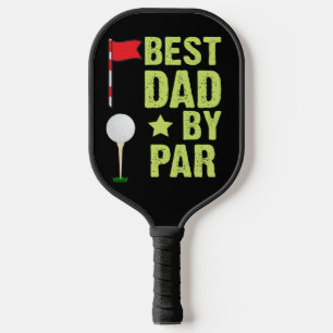 Best Dad by Par gift for Golf Dad on Black Pickleball Paddle