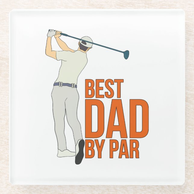 Best Dad By Par Glass Coaster (Front)