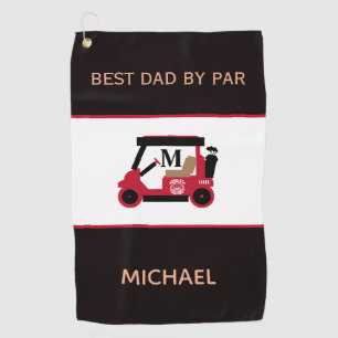 Best Dad by Par Golf Cart Monogram Name Golf Towel
