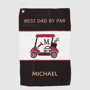 Best Dad by Par Golf Cart Monogram Name Golf Towel