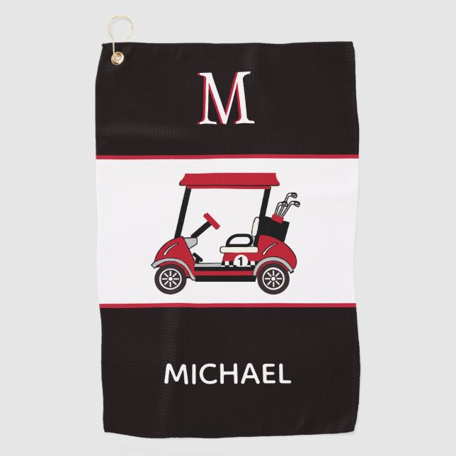 Best Dad by Par Golf Cart Monogram Name   Towel (Front)