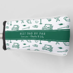 Best Dad By Par Golf Dad Custom Names Hand-drawn Head Cover
