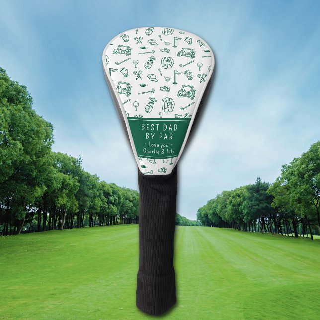 Best Dad By Par Golf Dad Custom Names Hand-drawn  Head Cover (Creator Uploaded)